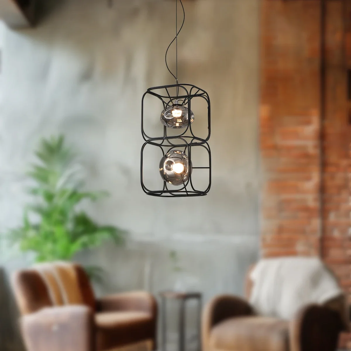 Geometric Lamp Shade - Светодиодная люстра в стиле ретро, черный