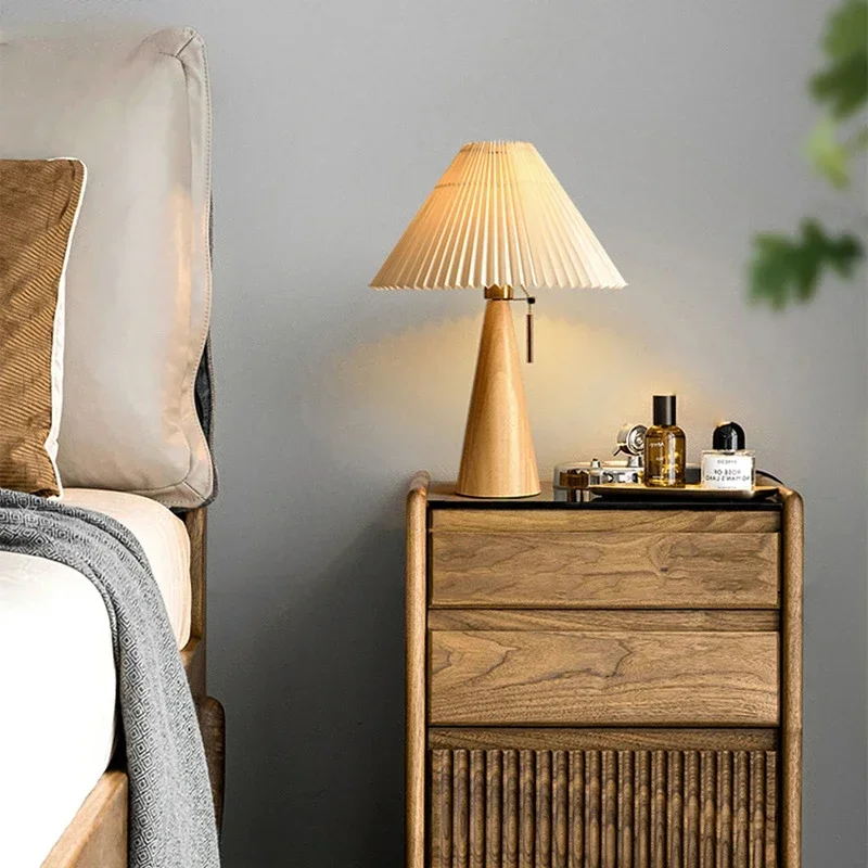Lighting Decor For Home - Ретро-настольная лампа с плиссированным абажуром, скандинавский